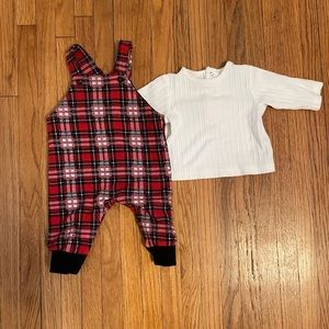 🌟5 for $15🌟 Plaid overalls with top